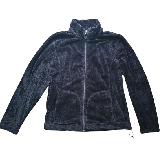 Lands’ End Black Fleece Full Zip Jacket XL 18-20 Women’s Warm Cozy Soft Plush - Picture 2 of 9